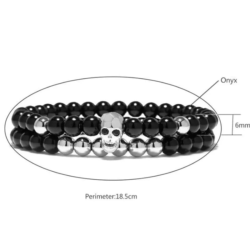 Pulseira 6mm Crânio Charme para Homens e Mulheres