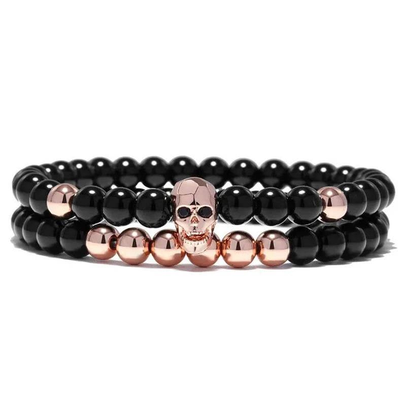 Pulseira 6mm Crânio Charme para Homens e Mulheres