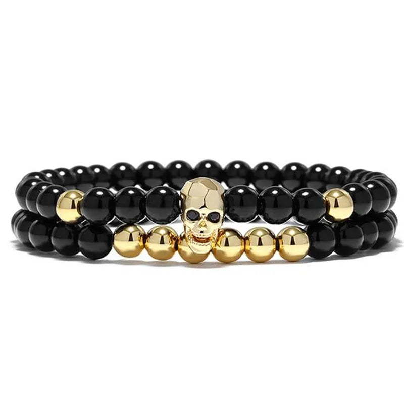 Pulseira 6mm Crânio Charme para Homens e Mulheres